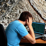 **

A person looking overwhelmed by a mountain of information on a computer screen, questioning, "Ever feel lost in the online information overload?" (Emotional connection).

**